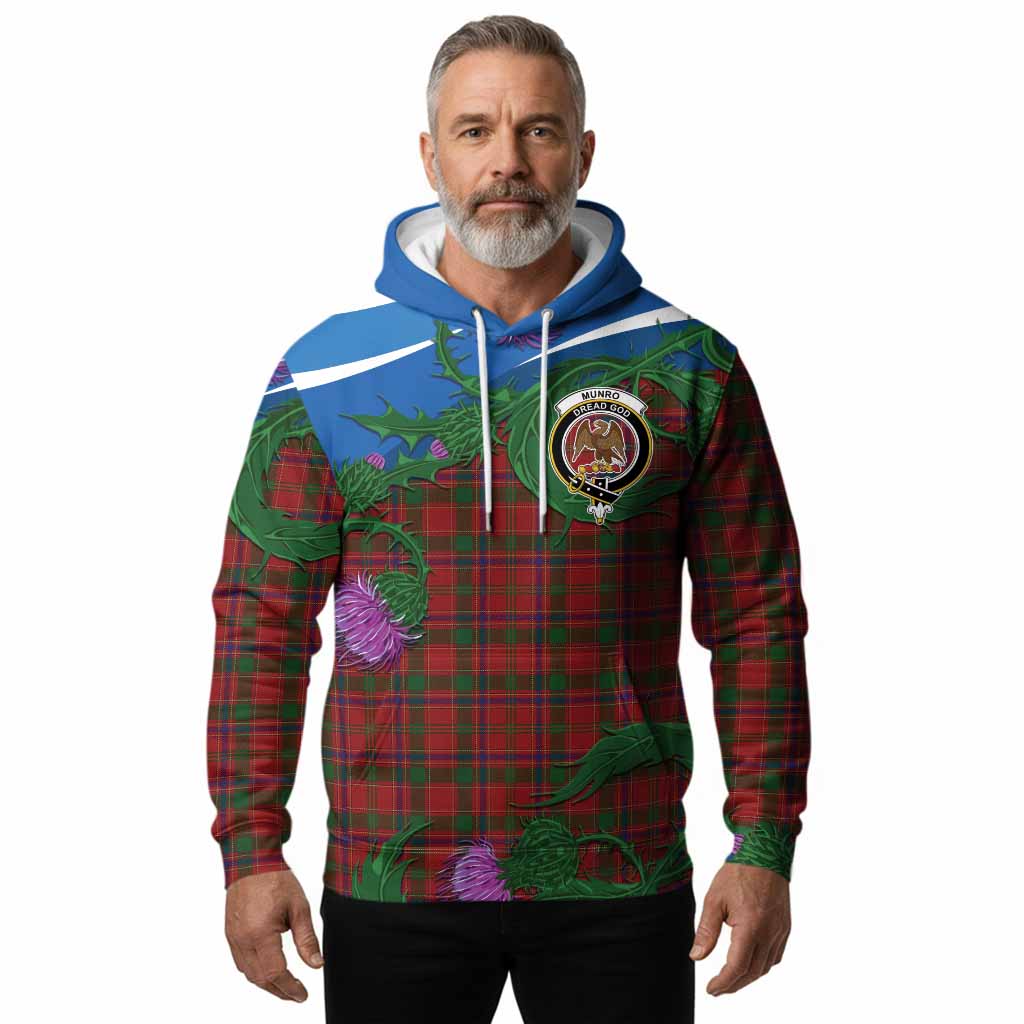 Munro (Monroe) Tartan Family Crest Hoodie Thistle in Minimalism