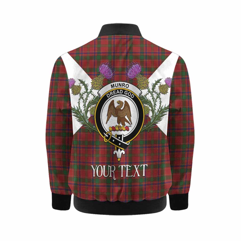 Munro (Monroe) Tartan Family Crest Kid Bomber Jacket Scottish Burns Night Thistle Floral