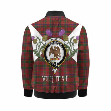 Munro (Monroe) Tartan Family Crest Kid Bomber Jacket Scottish Burns Night Thistle Floral