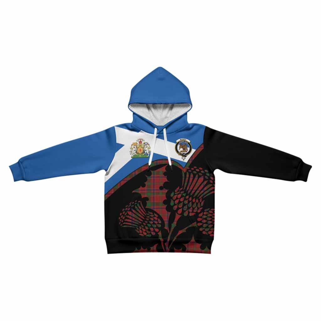 Munro (Monroe) Tartan Family Crest Kid Hoodie Scotland Thistle Floral Flag Style