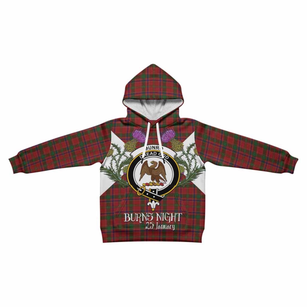 Munro (Monroe) Tartan Family Crest Kid Hoodie Scottish Burns Night Thistle Floral