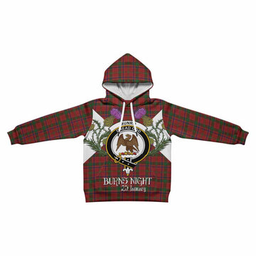 Munro (Monroe) Tartan Family Crest Kid Hoodie Scottish Burns Night Thistle Floral