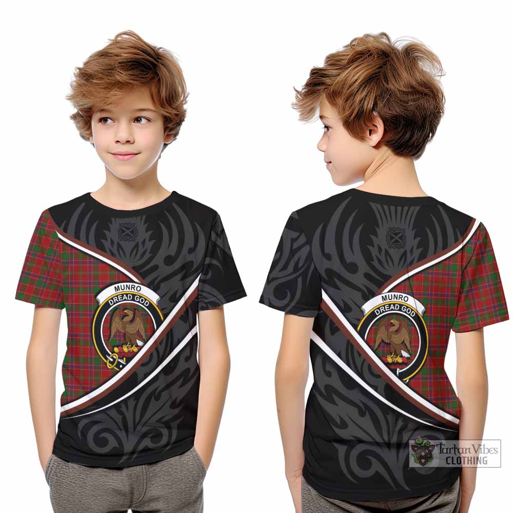 Munro (Monroe) Tartan Family Crest Kid T-shirt Celtic Scottish Thistle Floral - Tartan Vibes Clothing