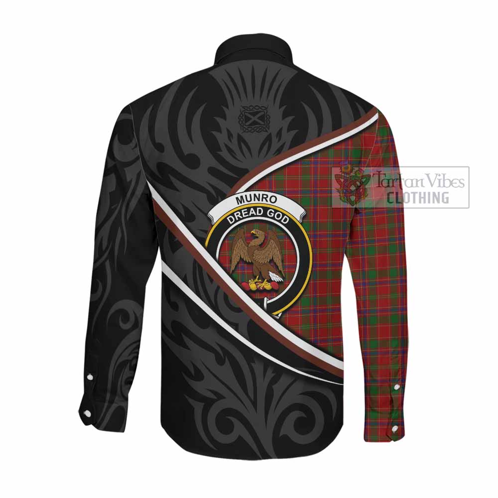 Munro (Monroe) Tartan Family Crest Long Sleeve Button Shirts Celtic Scottish Thistle Floral - Tartan Vibes Clothing