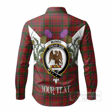 Munro (Monroe) Tartan Family Crest Long Sleeve Button Shirts Scottish Burns Night Thistle Floral