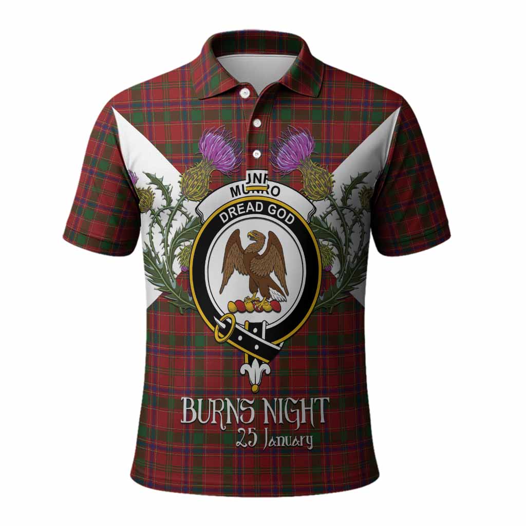 Munro (Monroe) Tartan Family Crest Polo Shirt Scottish Burns Night Thistle Floral