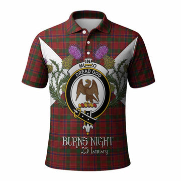 Munro (Monroe) Tartan Family Crest Polo Shirt Scottish Burns Night Thistle Floral