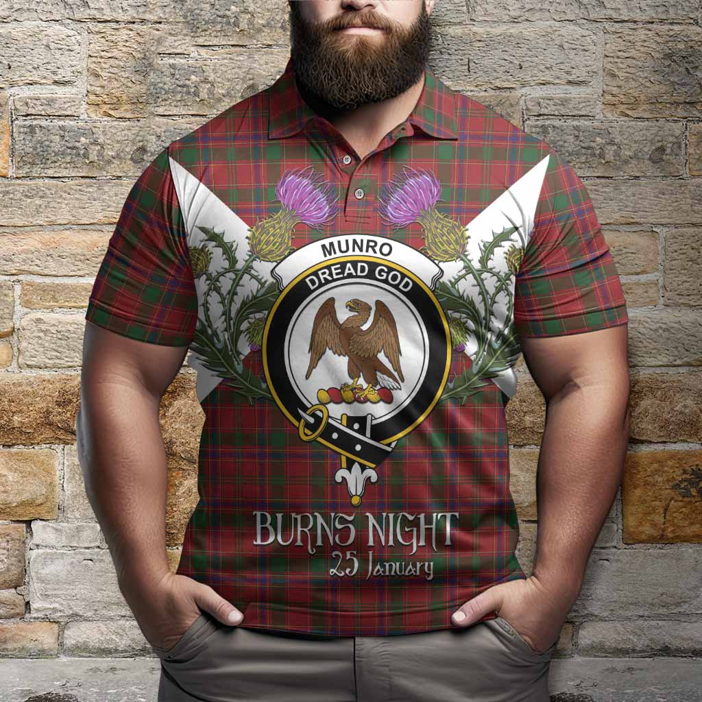 Munro (Monroe) Tartan Family Crest Polo Shirt Scottish Burns Night Thistle Floral