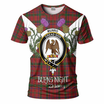 Munro (Monroe) Tartan Family Crest T-Shirt Scottish Burns Night Thistle Floral