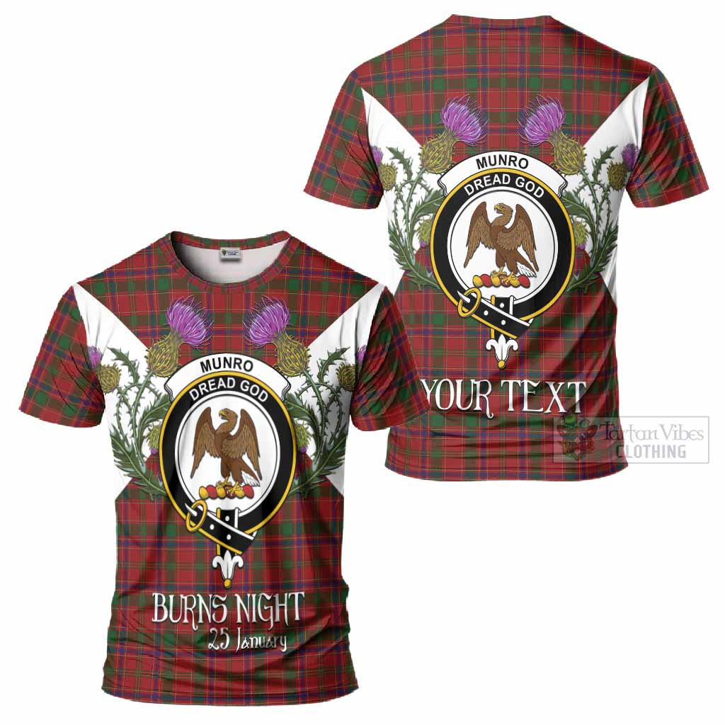 Munro (Monroe) Tartan Family Crest T-Shirt Scottish Burns Night Thistle Floral