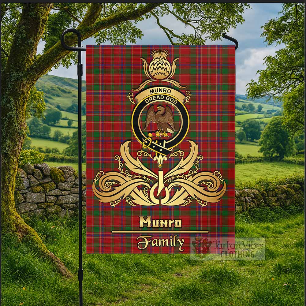 Munro (Monroe) Tartan Garden Flag with Highland Thistle Cherish Family Crest Style - Tartan Vibes Clothing