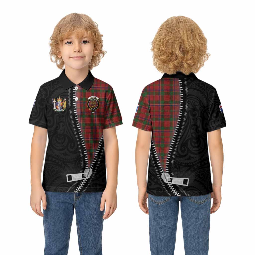 Munro (Monroe) Tartan Kid Polo Shirt New Zealand Pattern Unique Zipper Stylized