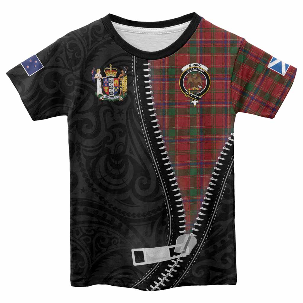 Munro (Monroe) Tartan Kid T-shirt New Zealand Pattern Unique Zipper Stylized