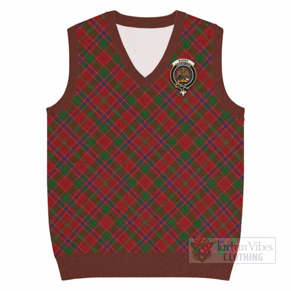 Munro (Monroe) Tartan Knitted V-Neck Vest with Family Crest Cross Style