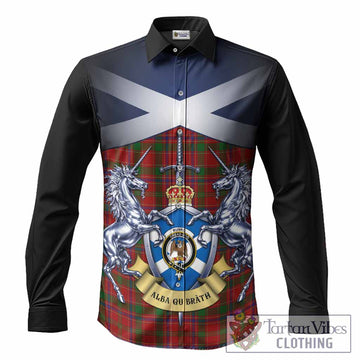 Munro (Monroe) Tartan Long Sleeve Button Shirts Alba Gu Brath Unicorn Crest