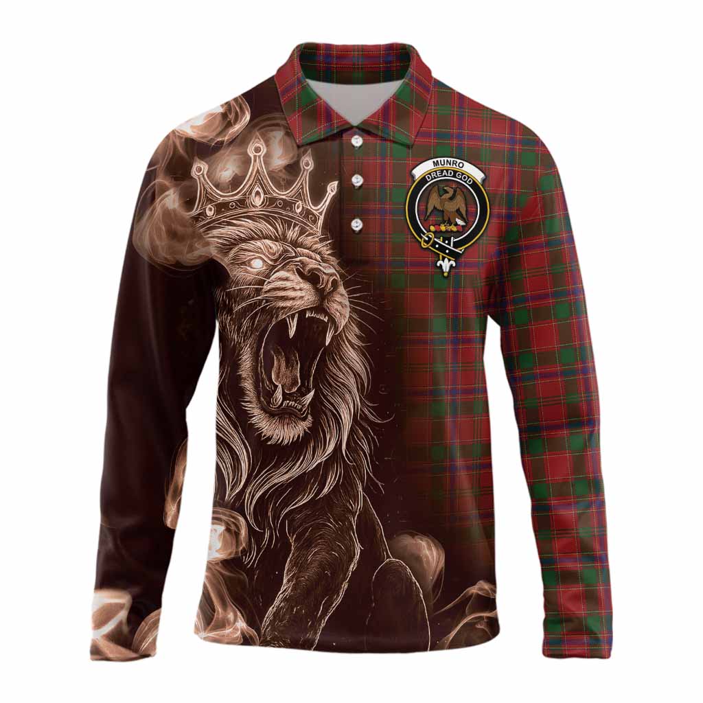 Munro (Monroe) Tartan Long Sleeve Polo Shirt Roaring Lion Heritage