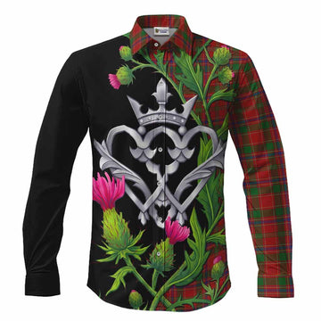 Munro (Monroe) Tartan Luckenbooth Long Sleeve Button Shirts Silver Heart Crown Thistle Floral Men's Shirt S - Tartan Vibes Clothing