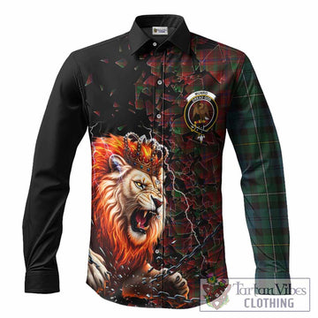 Munro (Monroe) Tartan Mighty Lion Long Sleeve Button Shirts Explosion Flying Pieces