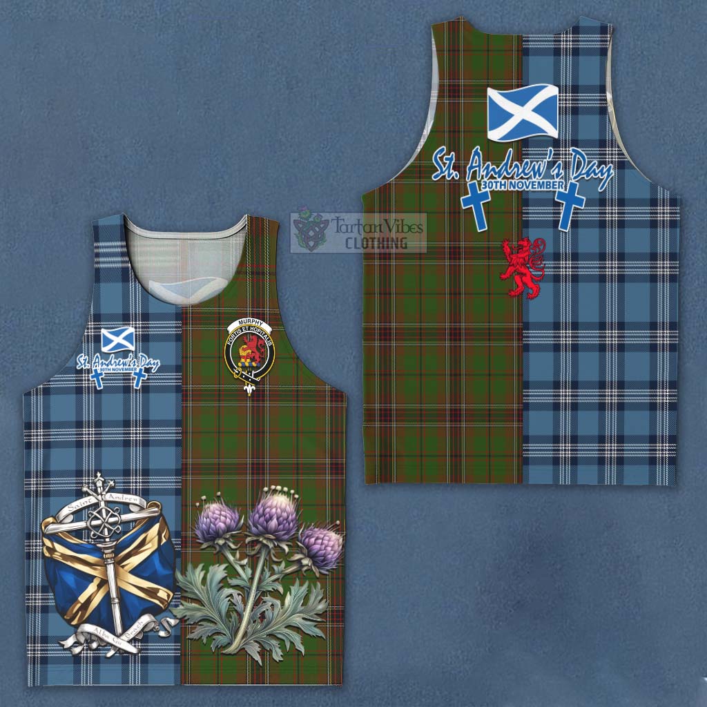 Murphy Tartan Men's Tank Top Happy St. Andrew's Day Half Tartan Style Men - Tartan Vibes Clothing