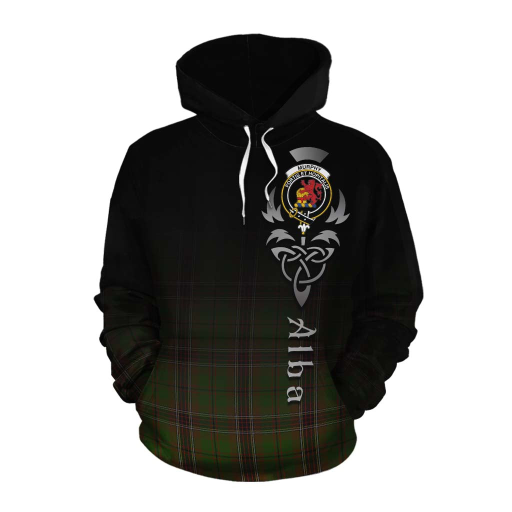 Tartan Vibes Clothing Murphy Tartan Cotton Hoodie Featuring Alba Gu Brath Family Crest Celtic Inspired