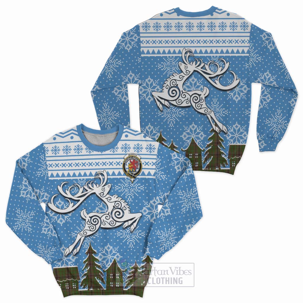 Murphy Clan Christmas Sweatshirt Celtic Reindeer Style Unisex - Tartan Vibes Clothing