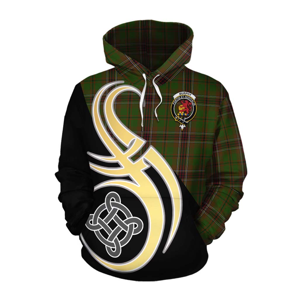 Murphy Tartan Cotton Hoodie with Family Crest and Celtic Symbol Style Pullover Hoodie XS - Tartan Vibes Clothing