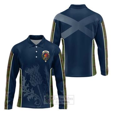 Tartan Vibes Clothing Murphy Tartan Long Sleeve Polo Shirt with Family Crest and Scottish Thistle Vibes Sport Style