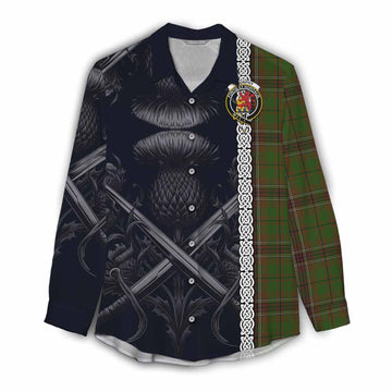Murphy Tartan Women's Casual Shirt with Family Crest Cross Sword Thistle Celtic Vibes Female - Tartan Vibes Clothing