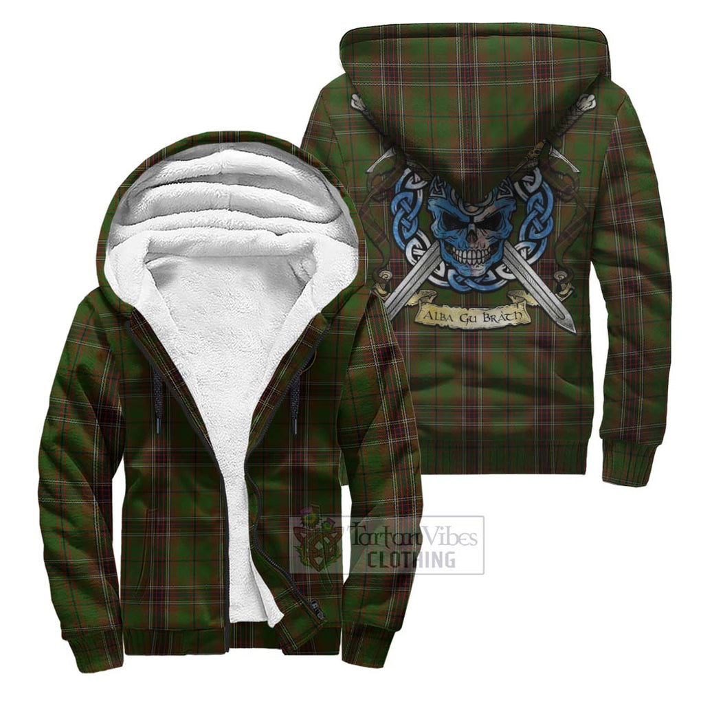 Murphy Tartan Sherpa Hoodie with Family Crest Celtic Skull Style Unisex S - Tartan Vibes Clothing