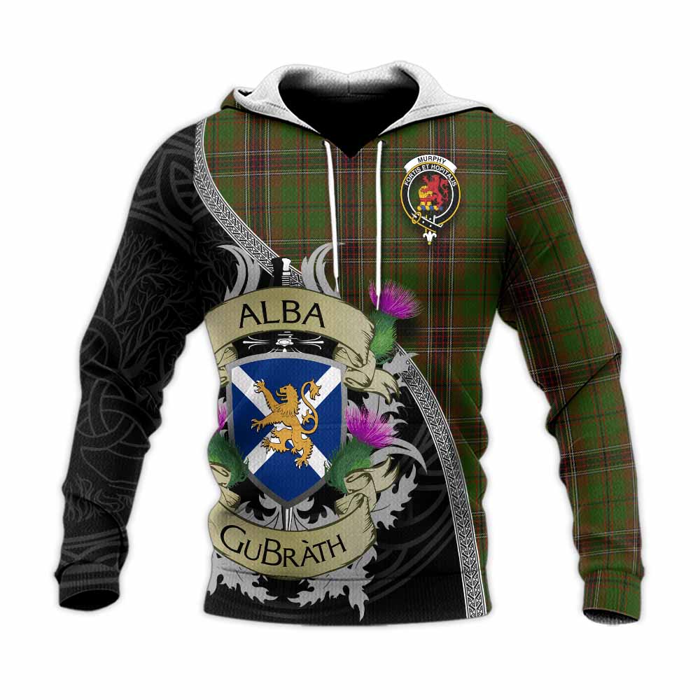 Murphy Tartan Family Crest Knitted Hoodie Lion Rampant Royal Thistle Shield Celtic Inspired Unisex Knitted Pullover Hoodie - Tartan Vibes Clothing