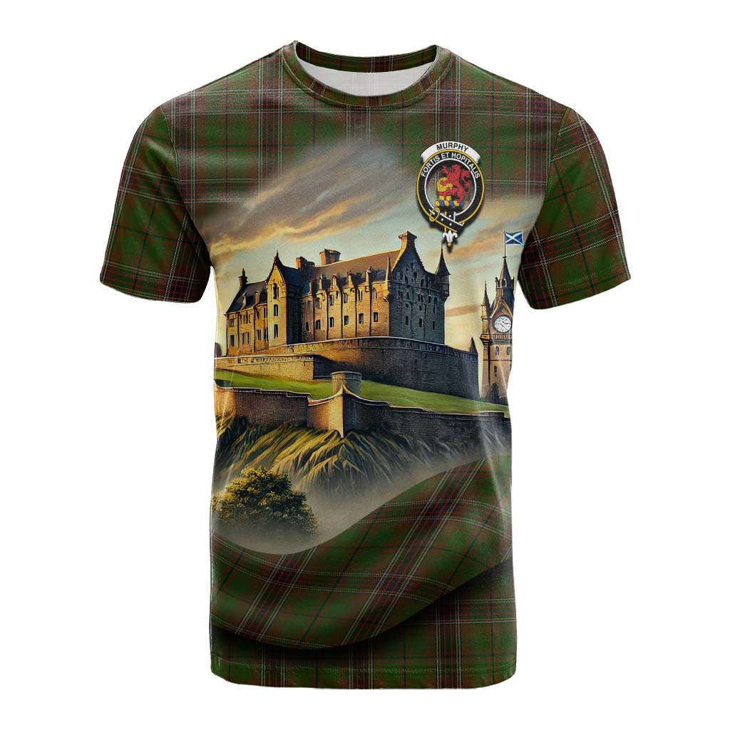 Murphy Tartan Family Crest Cotton T-shirt with Scottish Ancient Castle Style Kid's Shirt - Tartan Vibes Clothing