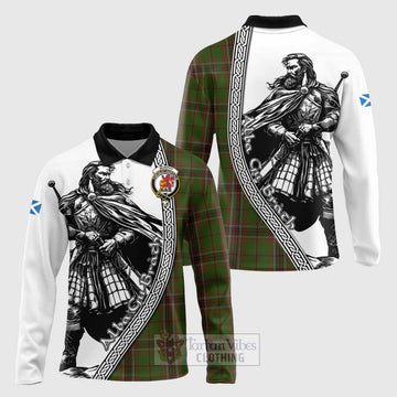 Murphy Tartan Clan Crest Long Sleeve Polo Shirt with Highlander Warrior Celtic Style Unisex - Tartan Vibes Clothing