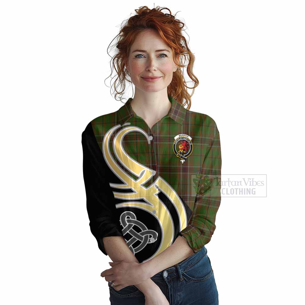 Murphy Tartan Women's Casual Shirt with Family Crest and Celtic Symbol Style Female - Tartan Vibes Clothing