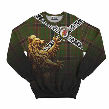 Murphy Crest Tartan Sweatshirt with Golden Lion Emblem Celtic Style Unisex - Tartan Vibes Clothing