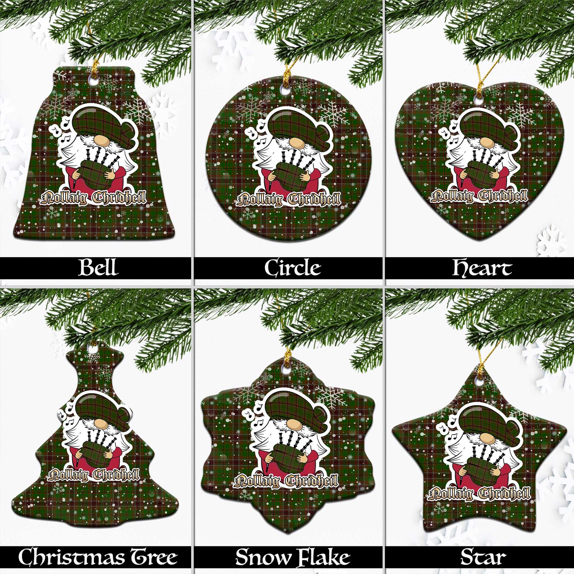 Murphy Tartan Christmas Ceramic Ornaments with Scottish Gnome Playing Bagpipes Ceramic - Tartan Vibes Clothing