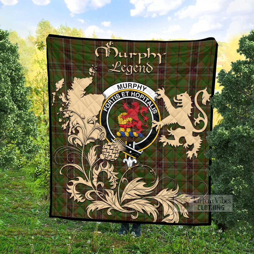 Tartan Vibes Clothing Murphy Tartan Quilt with Family Crest and Scottish Symbol Style