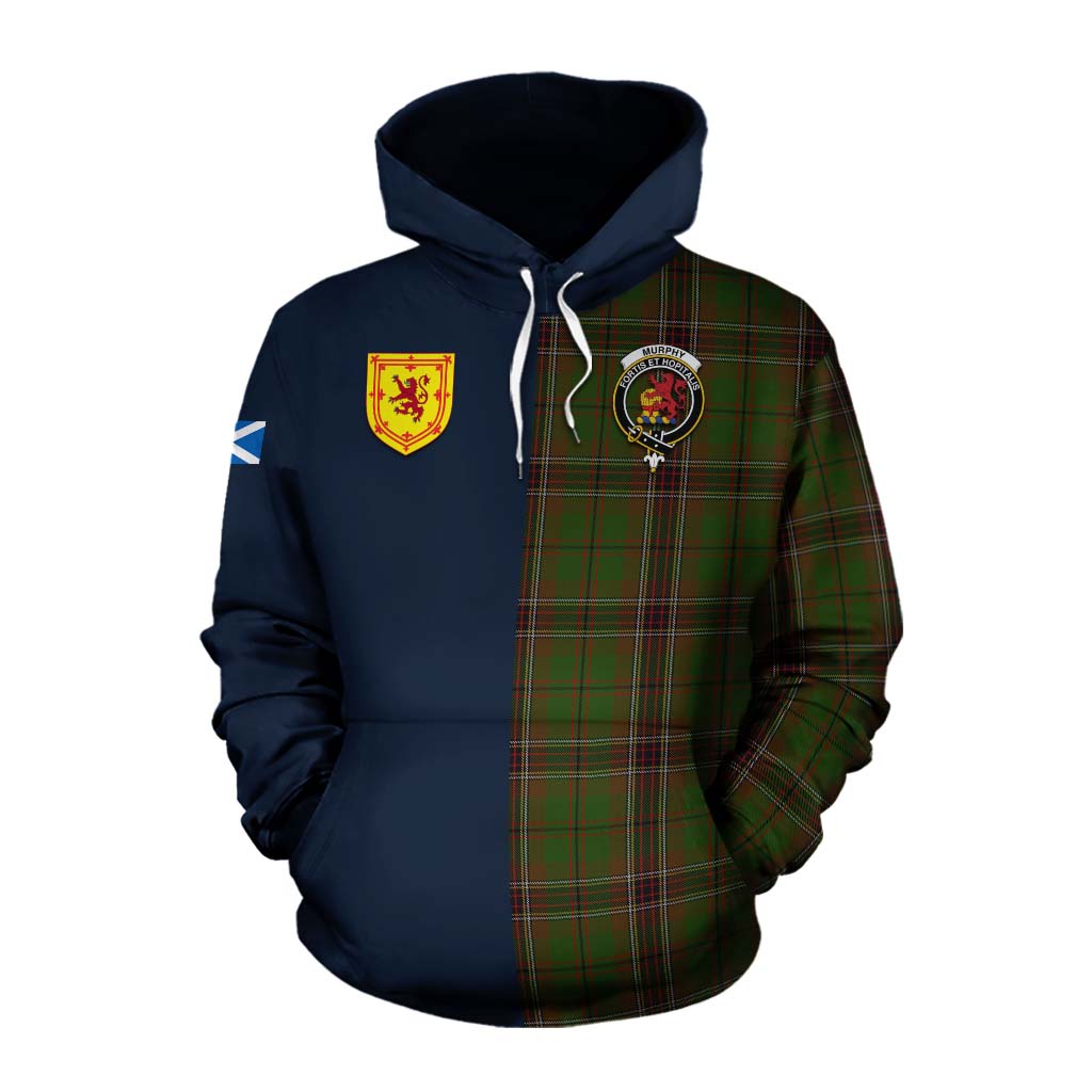 Murphy Tartan Cotton Hoodie Alba with Scottish Lion Royal Arm Half Style Pullover Hoodie XS - Tartan Vibes Clothing