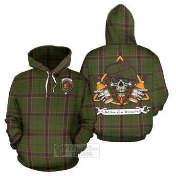 Murphy Tartan Hoodie with Family Crest and Bearded Skull Holding Bottles of Whiskey Zip Hoodie - Tartan Vibes Clothing
