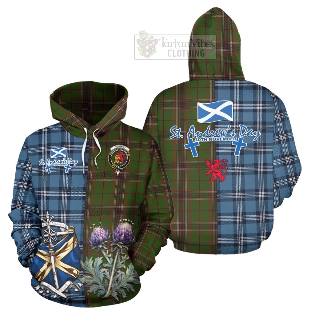 Murphy Tartan Hoodie Happy St. Andrew's Day Half Tartan Style Zip Hoodie - Tartan Vibes Clothing