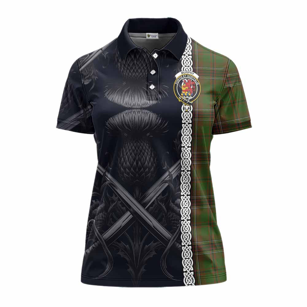 Murphy Tartan Women's Polo Shirt with Family Crest Cross Sword Thistle Celtic Vibes Women - Tartan Vibes Clothing