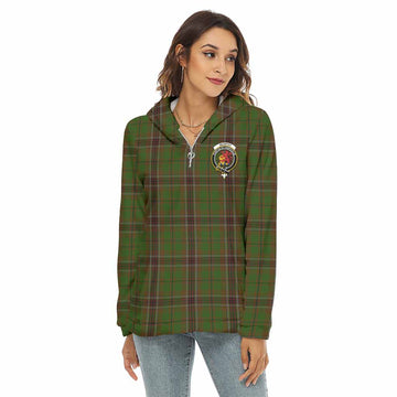 Tartan Vibes Clothing Murphy Tartan Crest Women's Borg  Half Zip Fleece Hoodie