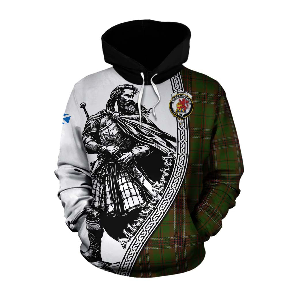 Murphy Tartan Clan Crest Cotton Hoodie with Highlander Warrior Celtic Style Pullover Hoodie XS - Tartan Vibes Clothing