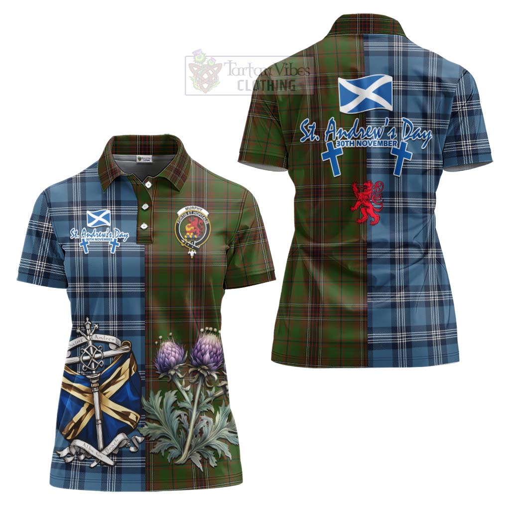 Murphy Tartan Women's Polo Shirt Happy St. Andrew's Day Half Tartan Style Women - Tartan Vibes Clothing