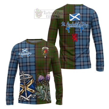 Murphy Tartan Long Sleeve T-Shirt Happy St. Andrew's Day Half Tartan Style Unisex - Tartan Vibes Clothing