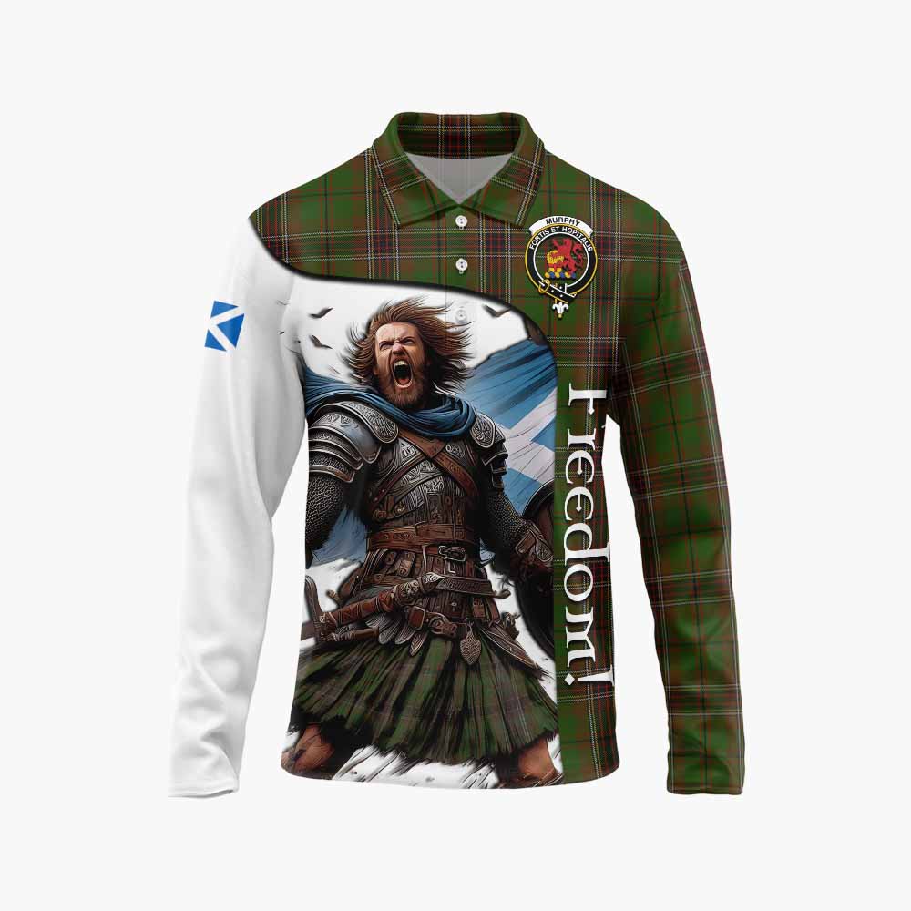 Tartan Vibes Clothing Murphy Crest Tartan Long Sleeve Polo Shirt Inspired by the Freedom of Scottish Warrior