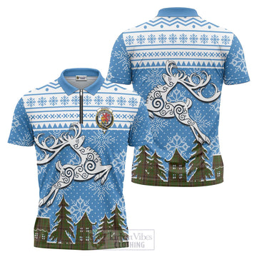 Murphy Clan Christmas Zipper Polo Shirt Celtic Reindeer Style Unisex - Tartan Vibes Clothing