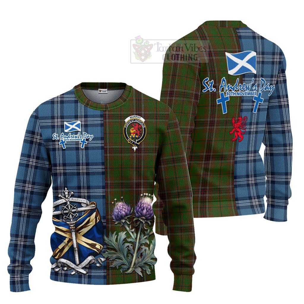 Murphy Tartan Knitted Sweater Happy St. Andrew's Day Half Tartan Style Unisex - Tartan Vibes Clothing