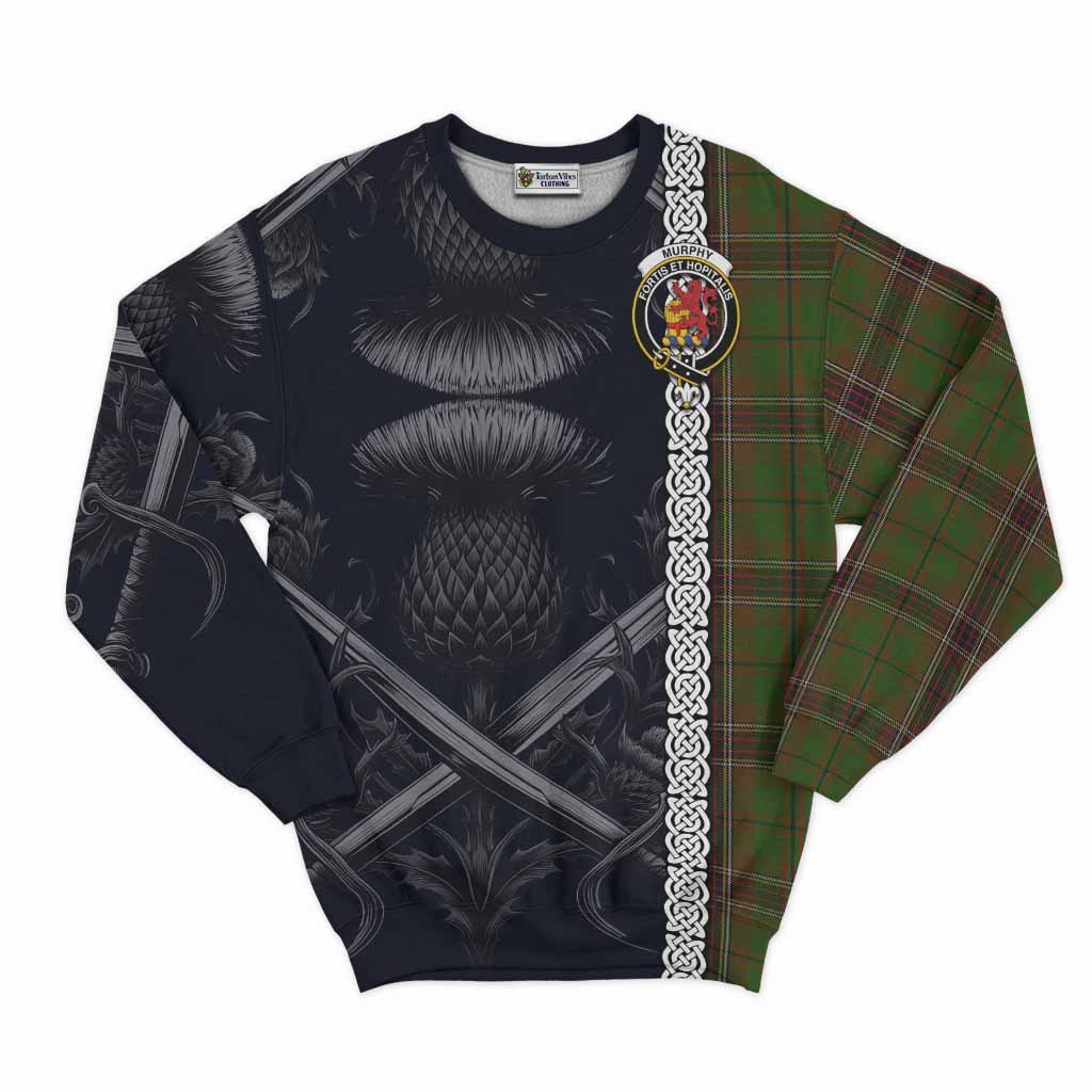 Murphy Tartan Sweatshirt with Family Crest Cross Sword Thistle Celtic Vibes Unisex - Tartan Vibes Clothing