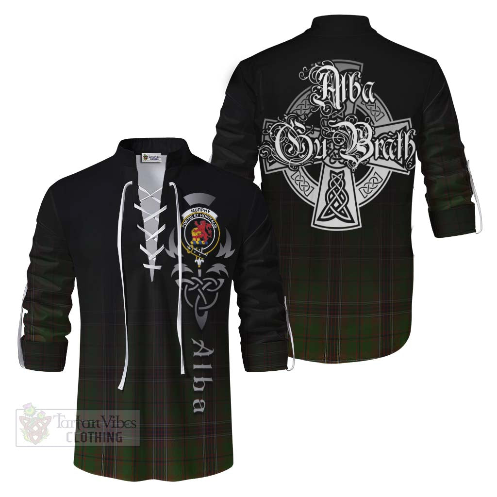 Murphy Tartan Ghillie Kilt Shirt Featuring Alba Gu Brath Family Crest Celtic Inspired Men - Tartan Vibes Clothing