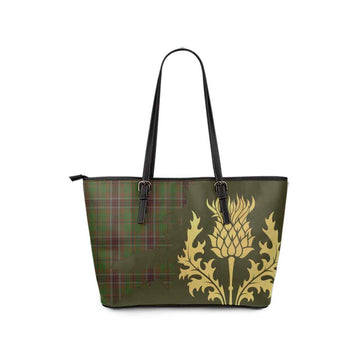 Tartan Vibes Clothing Murphy Tartan Leather Tote Bag Gold Thistle Style